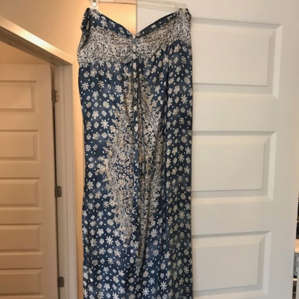 Long blue silk maxi